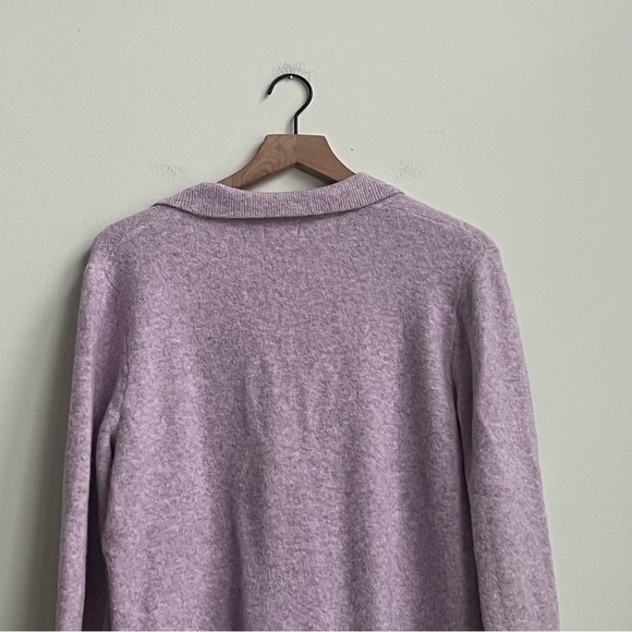 J. Crew Collared V-neck Sweater Polo Extra-Soft Yarn Lavender Pink Heather Wool - Picture 12 of 13